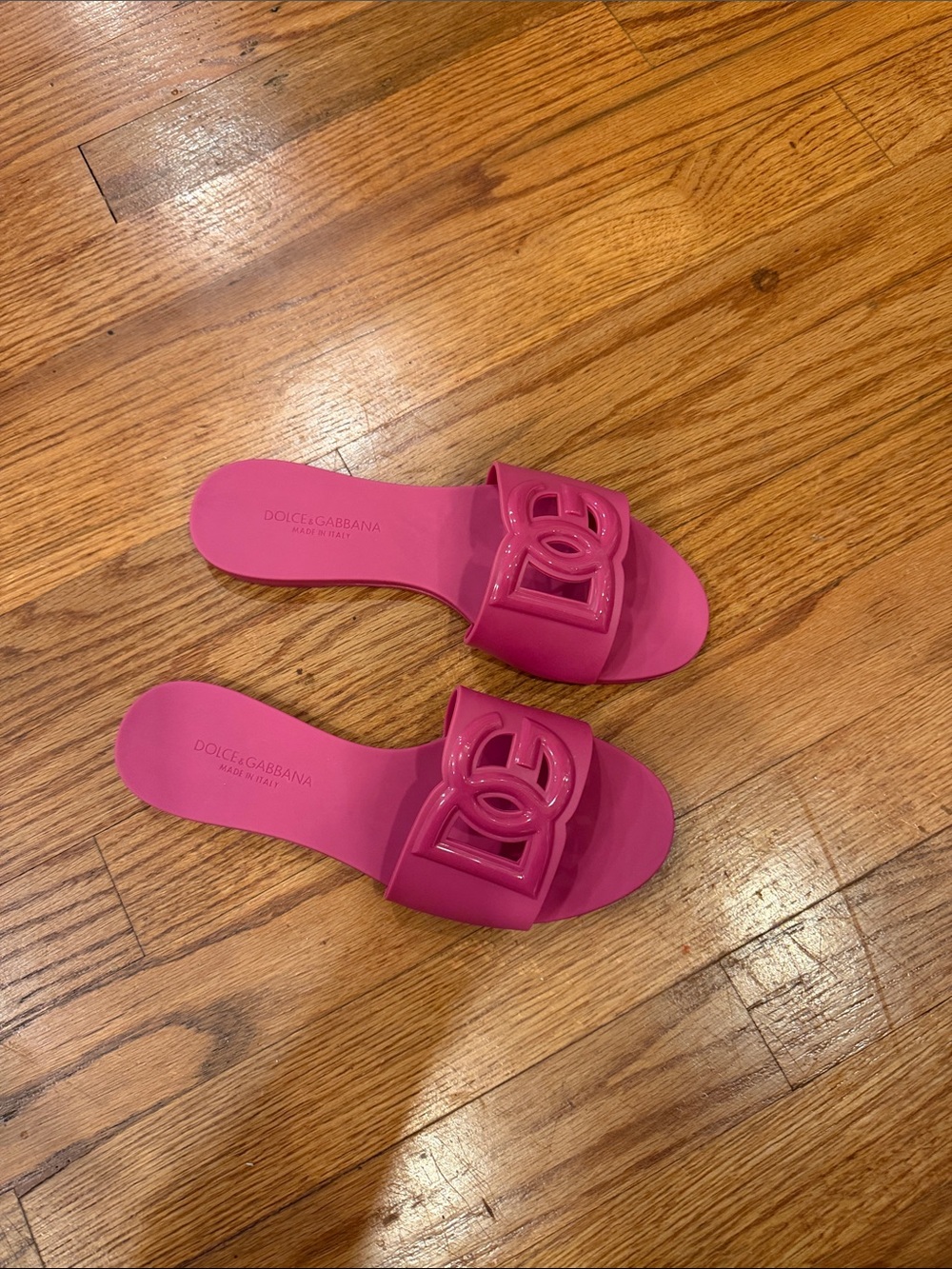 size 37 Dolce & Gabbana Hot Pink Logo Slide Sandals no box